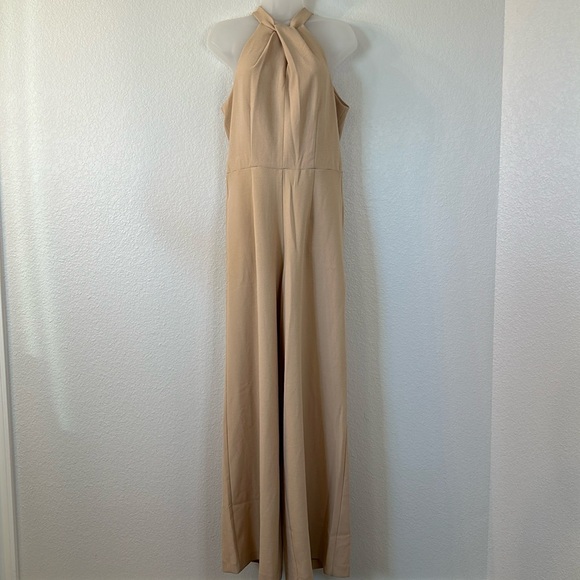 Julia Jordan Twist-Front Halter Jumpsuit COLOR IS CALLED LATTE Size 8 NWOT - Picture 3 of 11